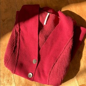 Burgundy Free People Peplum Cardigan